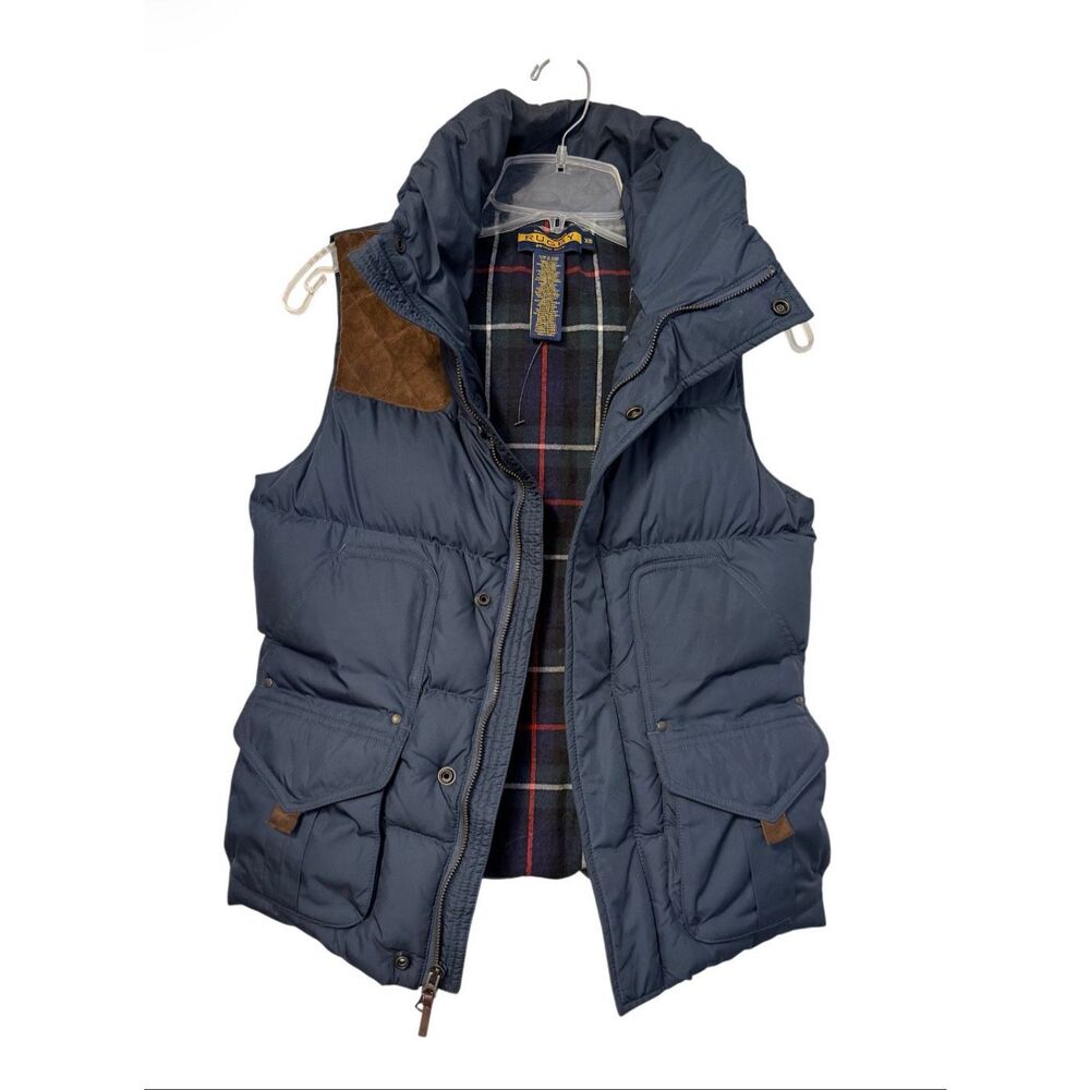 Ralph Lauren Rugby Quilted Down Puffer Vest XS Suede Patch Collectible - Picture 4 of 9
